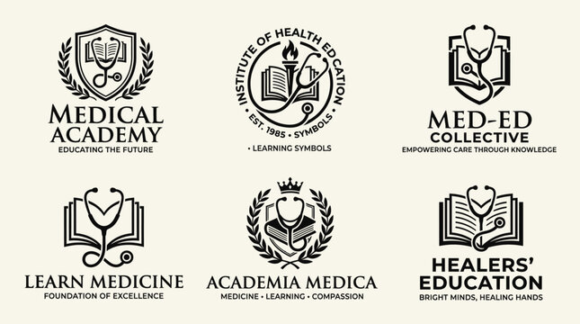 Medical education logos and emblems.