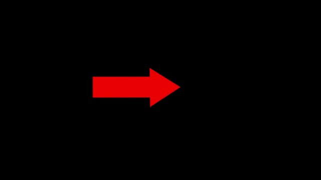 red arrow black background. direction symbol indicating back or previous page. simple red pointer showing opposite direction.