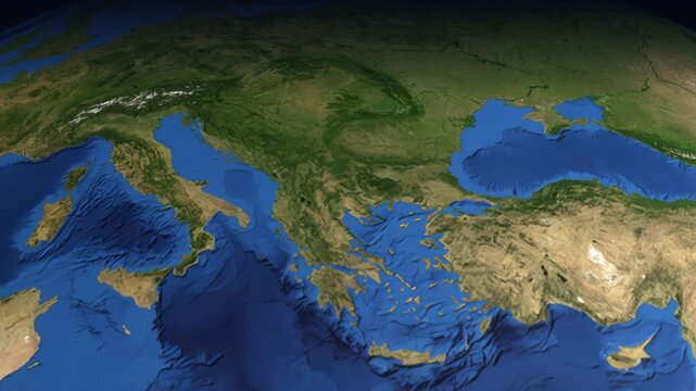 Animated Flight Path from Rome Italy to Cairo Egypt on Earth Globe