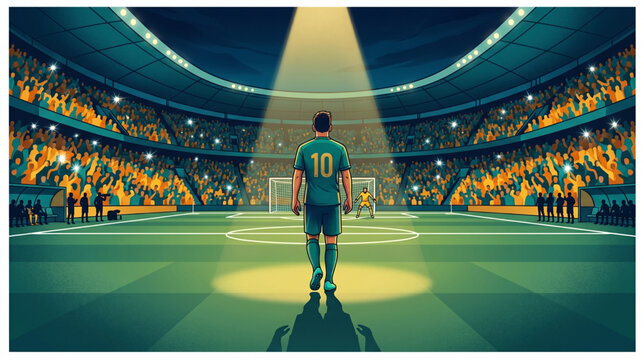 Dramatic Penalty Walk Football Cartoon Art