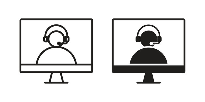 Tech support icon symbol. Flat Vector illustration set