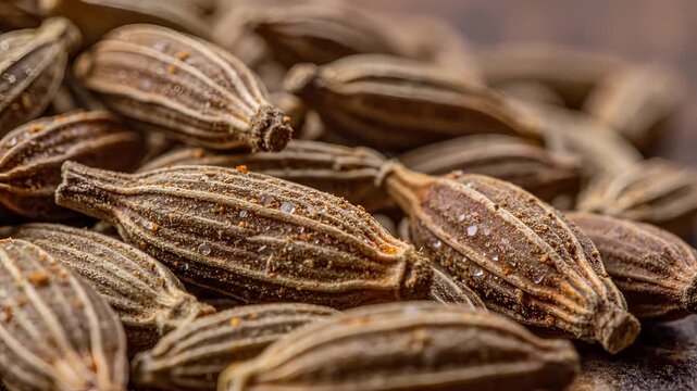 Closeup Macro Shot of Caraway Seeds Spice Ingredient.