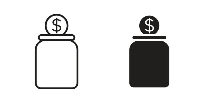 tip jar icon symbol. Flat Vector illustration set