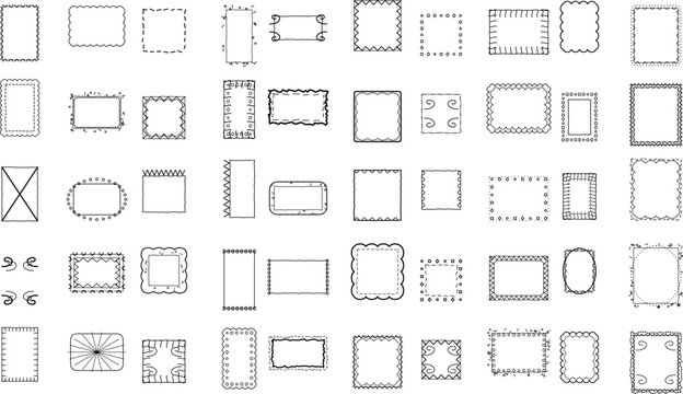 Hand Drawn Doodle Border Frames Mega Collection: Vector Set of Decorative Ornate Square and Rectangular Sketch Edges, Scribble Line Dividers, and Minimalist Artistic Borders for Graphic Design