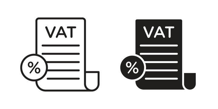 Value added tax VAT icon symbol. Flat Vector illustration set