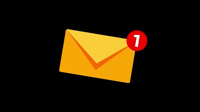 an envelope representing communication, email, or message sending in a simple animation with alpha channel