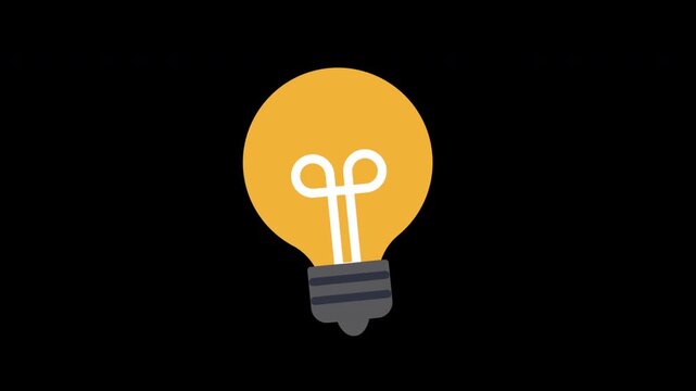 a yellow light bulb icon concept loop animation video with alpha channel