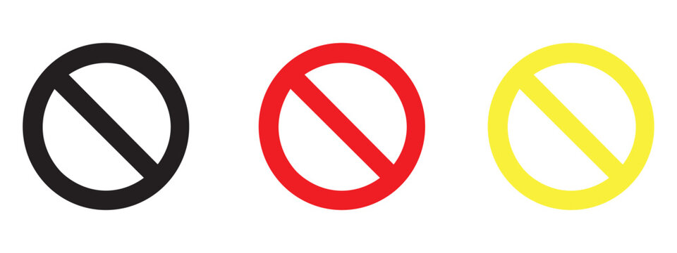 Prohibition signs in black red yellow with prohibition sign, warning sign
