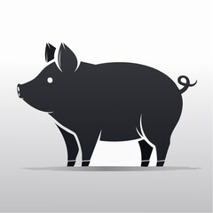 Fototapeta premium Stylized Black Pig Silhouette Icon