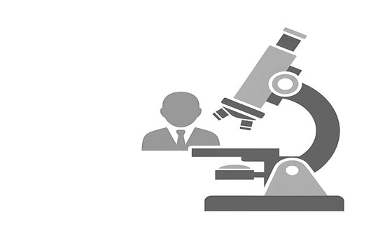 Pathologist icon with a microscope for laboratory research and medical science diagnostics work