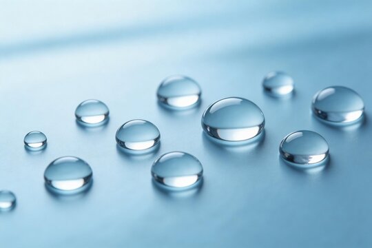 Water droplets on a blue surface