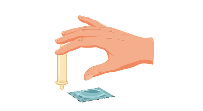 Hand holding a condom for protection and contraception
