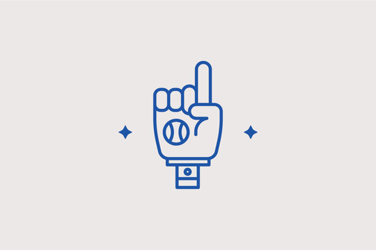 Foam finger "Number 1" line icon for dedicated sports fans and victory. Joyful vector illustration for stadium merchandise and fan club promotions.