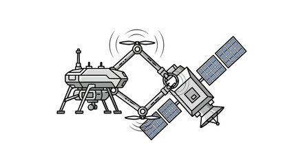 Robotic Arm Connects Satellite to Space Lander in Orbit © Rizal