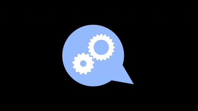 rotating gears symbolizing interconnected systems, teamwork, mechanical processes, productivity, engineering and technology animation with alpha channel.