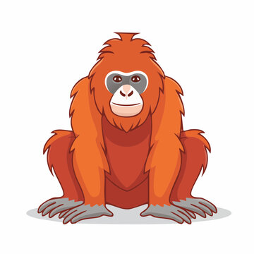 Cartoon Orangutan Sitting