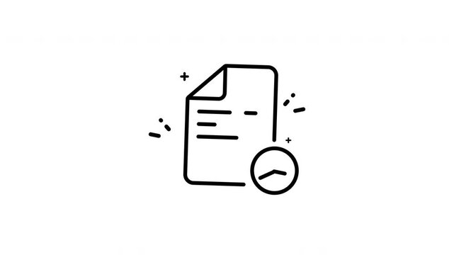 Document deadline animation with clock icon on recent file. Suitable for business presentations, project updates, and time management concepts.