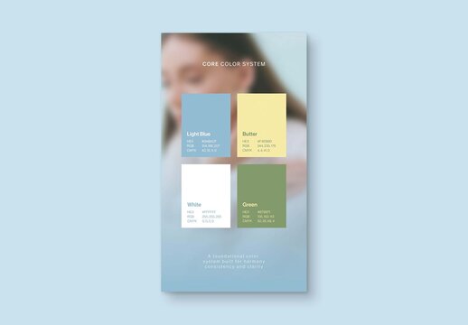 Color Palette Moodboard Template For Brand Style Guide, Color Scheme Board, Lookbook Layout & Colour Swatch Mockup Card