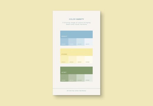 Color Palette Moodboard Template For Brand Style Guide, Color Scheme Board, Lookbook Layout & Colour Swatch Mockup Card