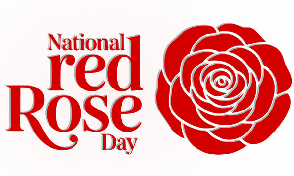 National Red Rose Day elegant logo with bold red typography and decorative rose illustration, a romantic floral holiday banner perfect for greeting cards, social media, and celebration designs
