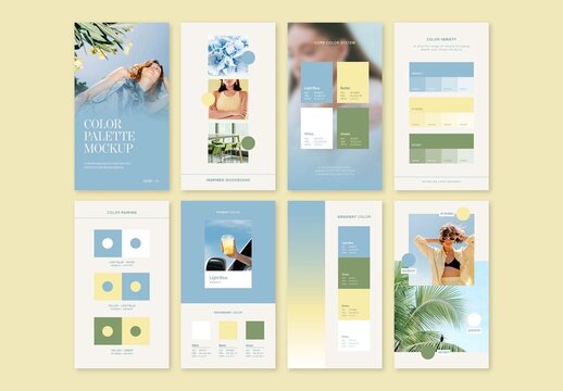 Color Palette Moodboard Template For Brand Style Guide, Color Scheme Board, Lookbook Layout & Colour Swatch Mockup Card