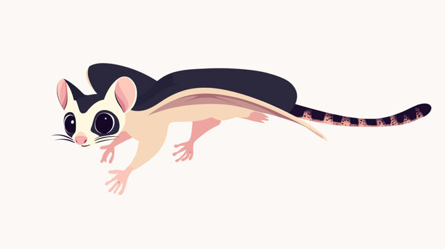 Cartoon rat with large eyes and distinctive tail in a flat style