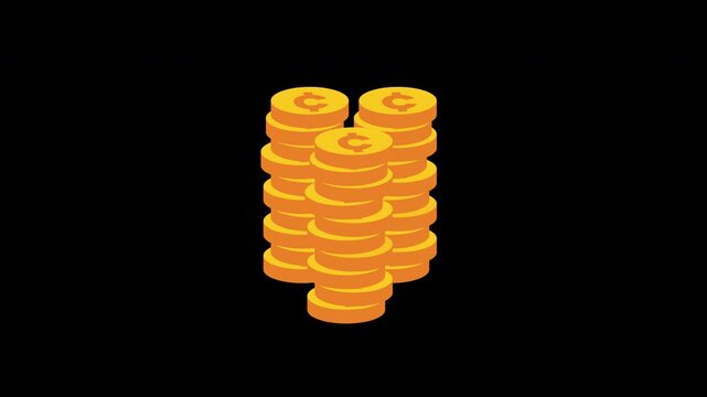 a golden coin with a dollar sign icon concept loop animation video with alpha channel