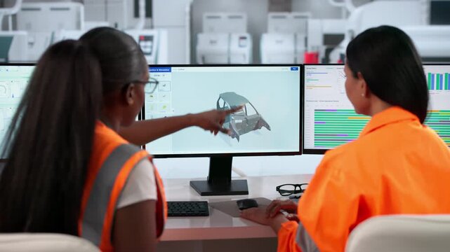 Engineer Carefully Analyzing 3D Structural Simulation Data