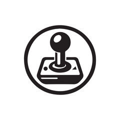 Classic Arcade Gaming Joystick Controller Icon Retro Style Black and White Graphic Design © Sean