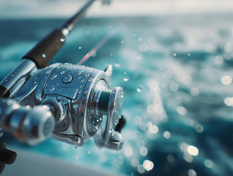 Saltwater baitcasting reel, dropping saltwater onto a metal surface