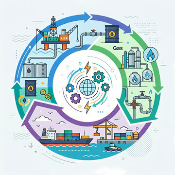 The industrial process of energy transformation and transportation occurs globally.