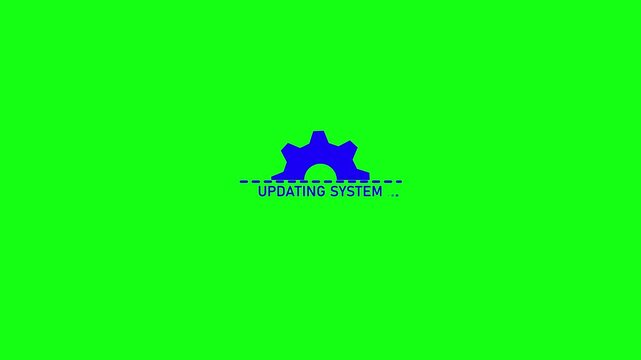 Updating System Animation with Gear Icon on Green Screen Background