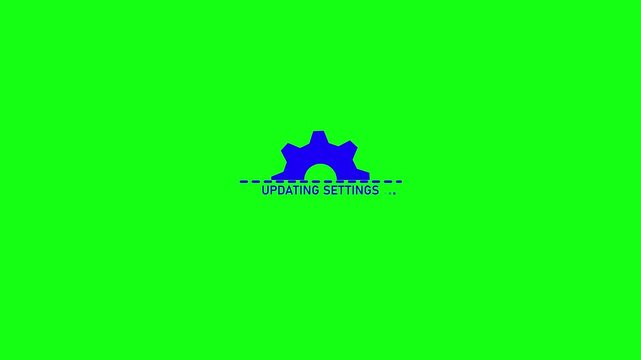 Updating Settings Animation with Gear Icon on Green Screen Background