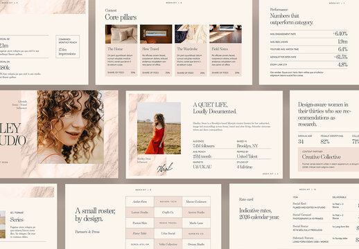 Media Kit Brochure Template For Brand Pitch Deck Layouts, Sponsorship Proposal, Rate Card Press Kit
