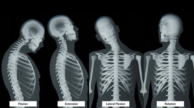 Neck movements include flexion, extension, lateral flexion, and rotation, allowing the cervical spine to support mobility, posture, and directional head movement.