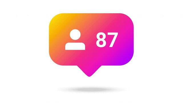Follower count notification featuring a dynamic rising counter on a clean white professional background.
