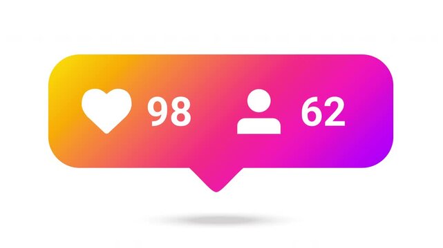 Social media user interface element featuring heart and follower icons with vibrant gradients on white background.