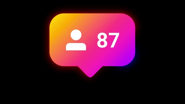 Follower alert featuring a bright neon glow effect icon on a dark black professional background.