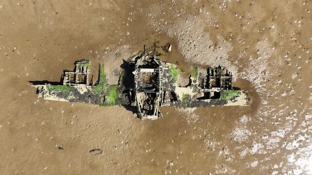 American World War II Fighter Plane Crash and Wreck On Sand Bar of Lough Foyle