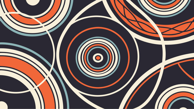 Geometric pattern, abstract circles, retro design, colorful background