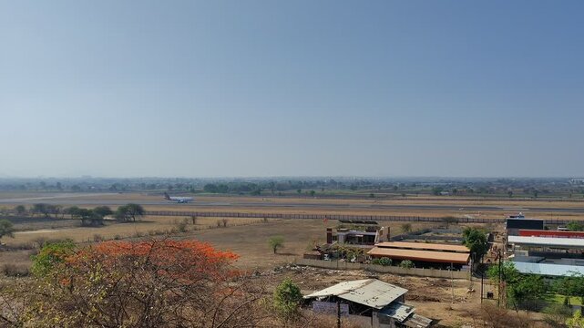 View of Indore Airport Runway from Hinkargiri Jain Temple Hill