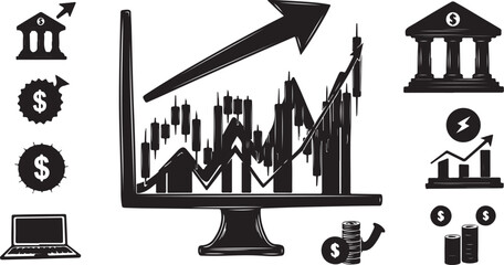 Obraz premium Financial Growth Concept with Graphs and Icons Shown