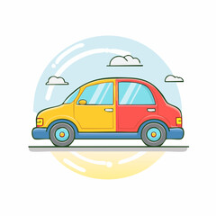 Fototapeta premium Cartoon Car with Two Colors