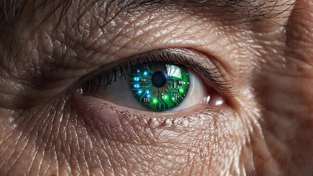 Closeup of aged human eye skin perfect for UI/UX design and motion graphics