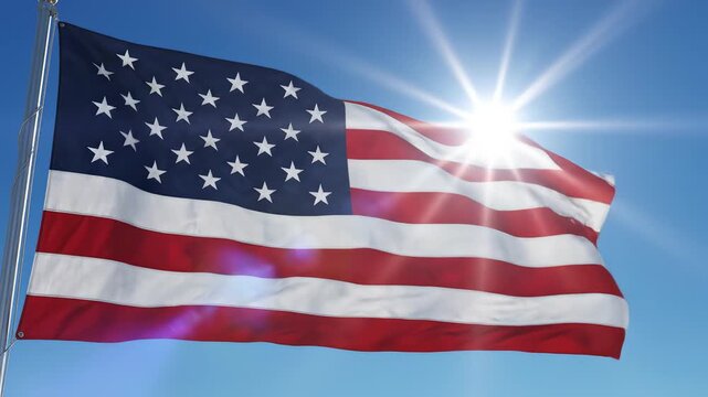 American flag waving in sunlight representing the awe-inspiring power of nature