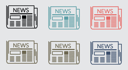 Fototapeta premium Folded Newspaper News Icon Vector Illustration Media Journalism Symbol Press Headlines Publishing Information Design Collection