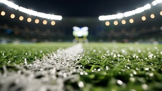 Soccer field grass under stadium lights representing smart infrastructure and connectivity