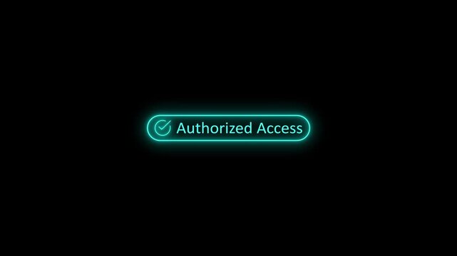 Futuristic HUD Interface Showing Authorized Access Granted with Neon Cyan Glow and Checkmark Icon for Cybersecurity and Data Privacy
