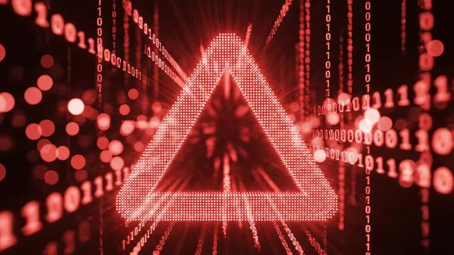 Digital triangle with binary code perfect for UI/UX design and motion graphics