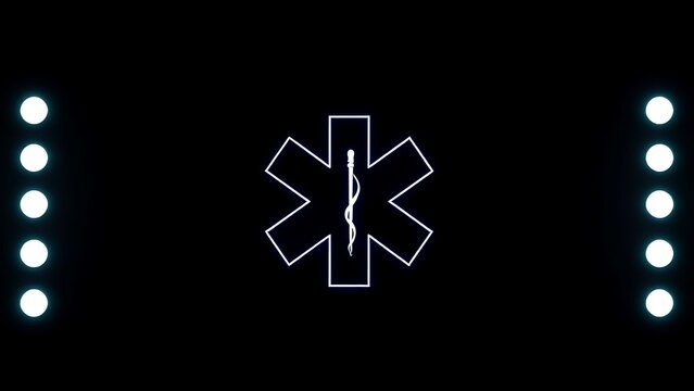 Star of Life emblem glowing on a dark background, professional medical symbol.